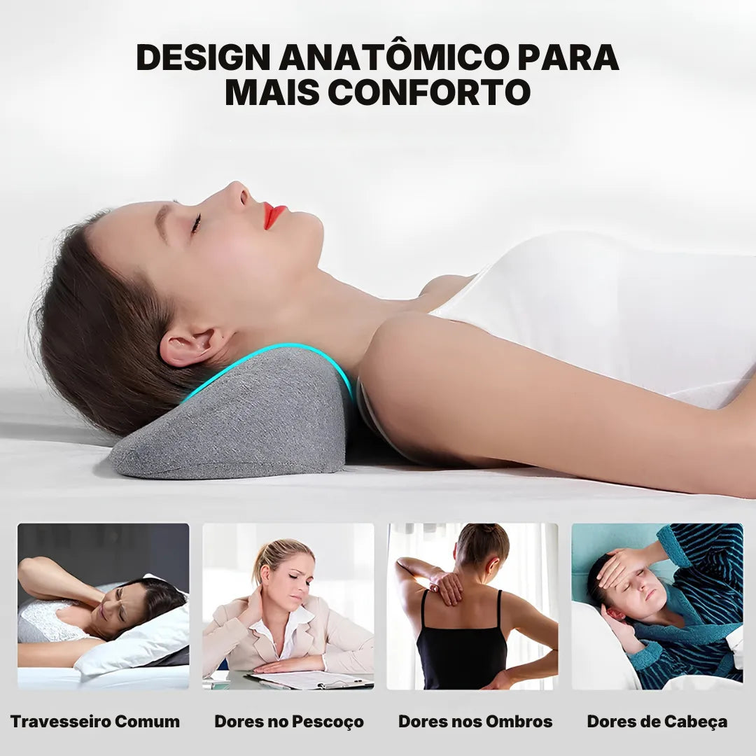 Travesseiro Rolo Cervical para Pescoço – Memory Foam, Macio e Versátil | Sono Leve