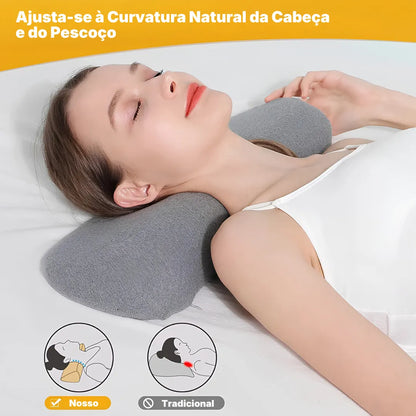 Travesseiro Rolo Cervical para Pescoço – Memory Foam, Macio e Versátil | Sono Leve