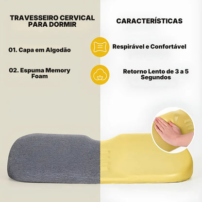 Travesseiro Rolo Cervical para Pescoço – Memory Foam, Macio e Versátil | Sono Leve