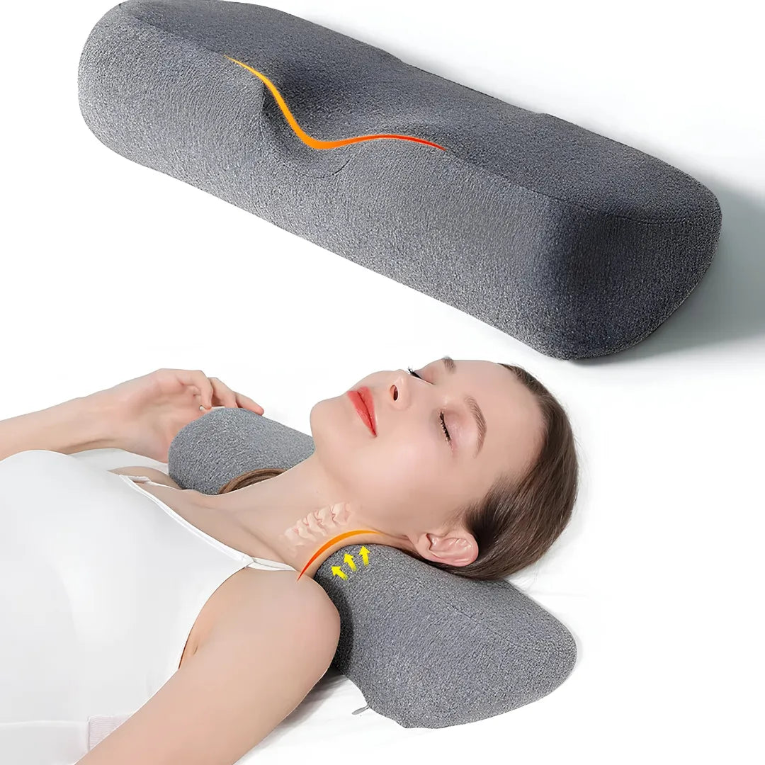 Travesseiro Rolo Cervical para Pescoço – Memory Foam, Macio e Versátil | Sono Leve