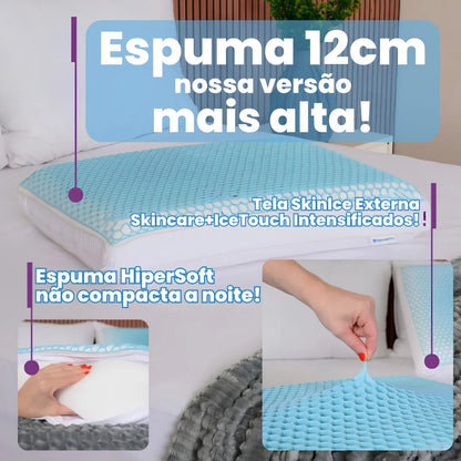 Travesseiro SkinIce IceTouch Refrescante Extra Macio Para Pele Sensível | Leve Sonho