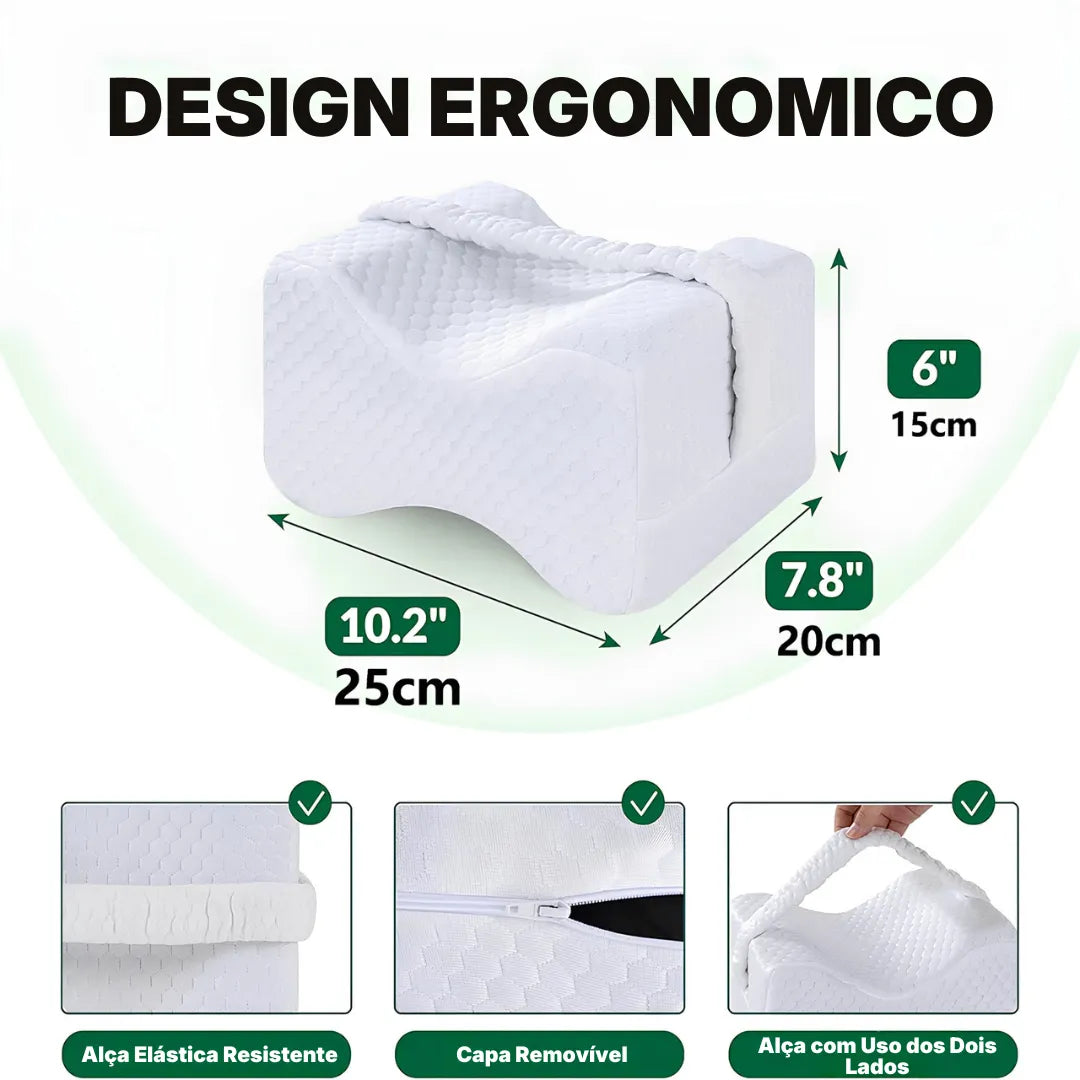 Travesseiro para Joelhos Memory Foam – Anatômico, Macio e Confortável | Sono Leve